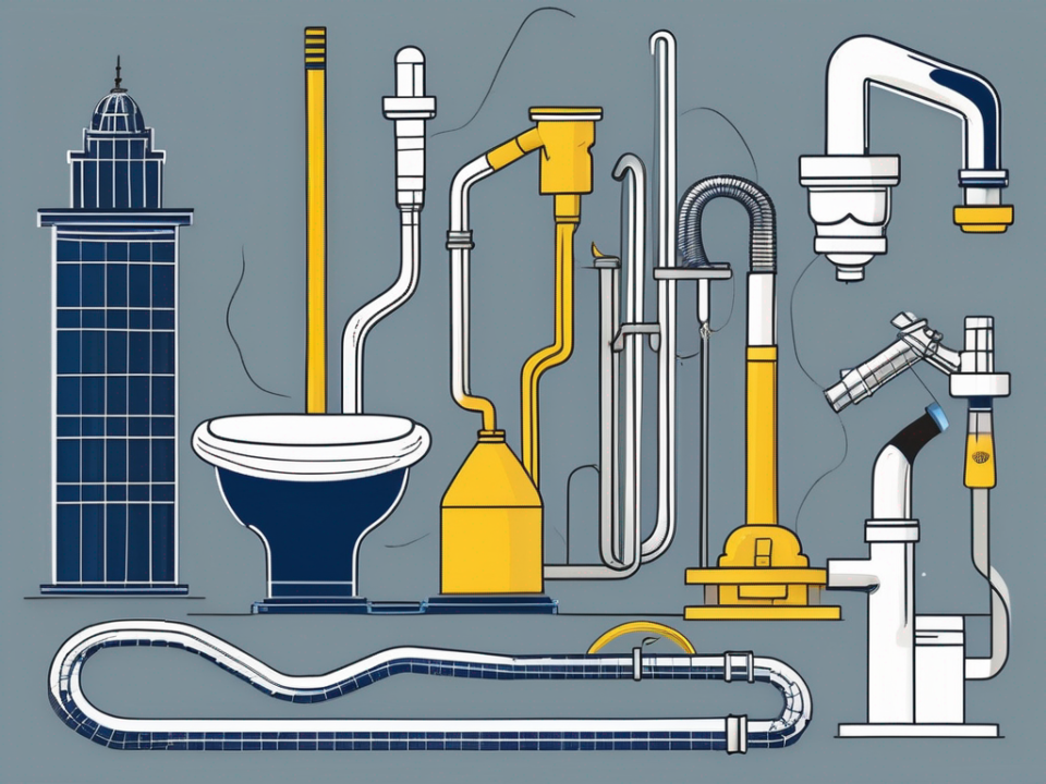 Various drain cleaning tools like a plumber's snake